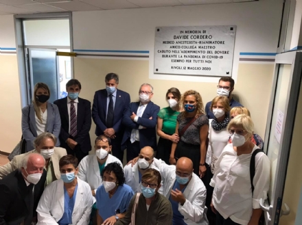 RIVOLI - La Rianimazione dedicata a Davide Cordero, il medico morto per Covid