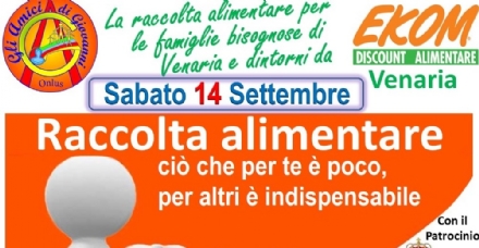 VENARIA - Nuova raccolta alimentare per aiutare le famiglie bisognose della Reale
