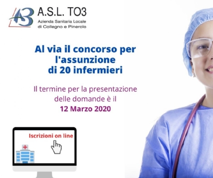 SANITA' E LAVORO - L'Asl To3 cerca 20 infermiere/i: tutte le informazioni utili