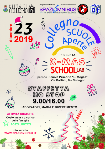 COLLEGNO - Scuole e asili aperti anche il 23 dicembre grazie al progetto «Scuole aperte»