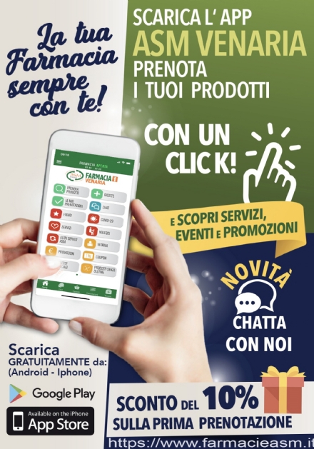 VENARIA - La nuova App delle farmacie comunali: farmaci, e non solo, prenotati con un click