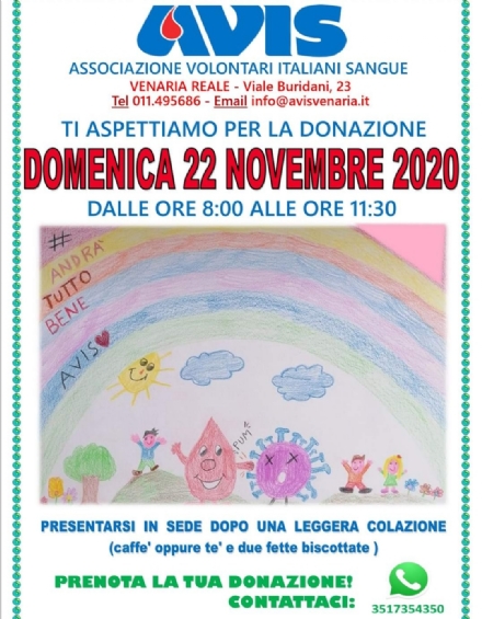 VENARIA - «Il sangue non si compra, si dona»: domenica la nuova donazione all'Avis