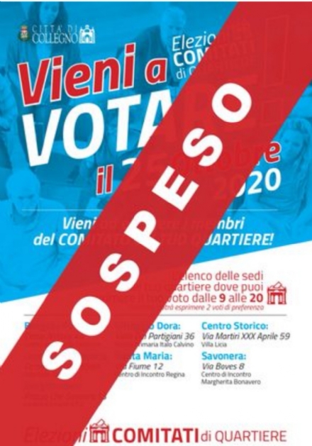 COLLEGNO - Covid: slittano le elezioni dei Comitati di quartiere e della Consulta anziani