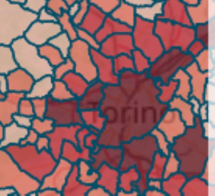 MAPPA CORONAVIRUS - Venaria 245, Borgaro 243, Collegno 418, Druento 74, Rivoli 363, Pianezza 124