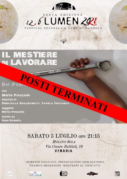 VENARIA - A meno di una settimana dal via, «12.6 Lumen» è già sold-out