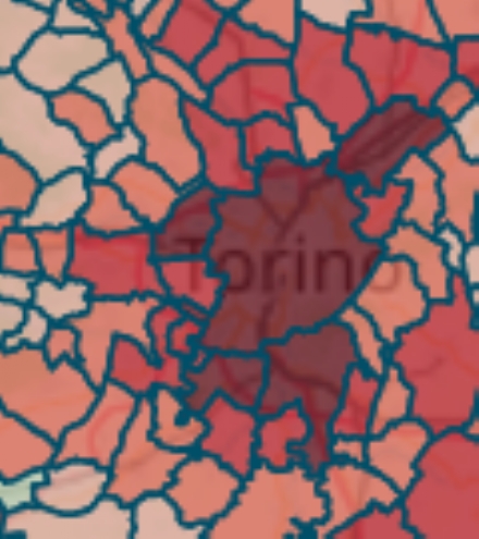 MAPPA CORONAVIRUS - Venaria 171, Collegno 364, Druento 55, Rivoli 257, Pianezza 99, Caselle 139
