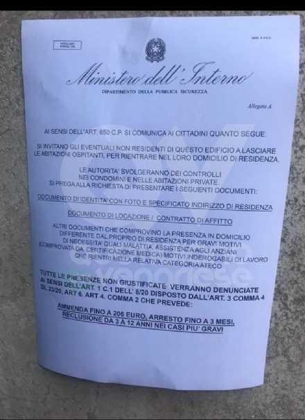 CORONAVIRUS -  Attenzione al falso volantino del Ministero dell'Interno