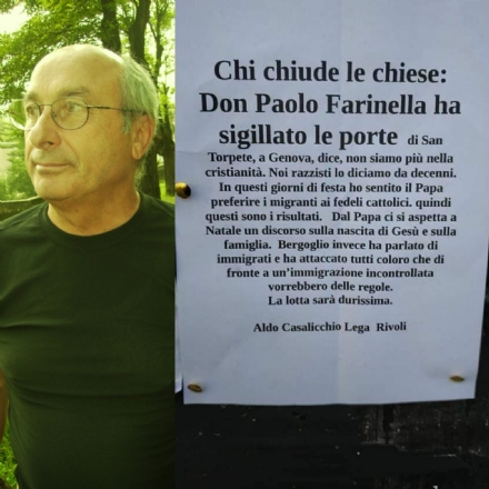 RIVOLI - Consigliere leghista affigge manifesti in città contro il Papa