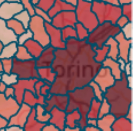 MAPPA CORONAVIRUS - Venaria 209, Collegno 380, Rivoli 310, Borgaro 227, Pianezza 104, Mappano 101