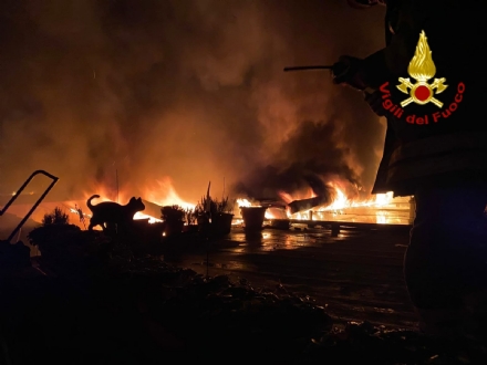 INCENDIO A CASELLE - A fuoco un falegnameria in via delle Cartiere - FOTO