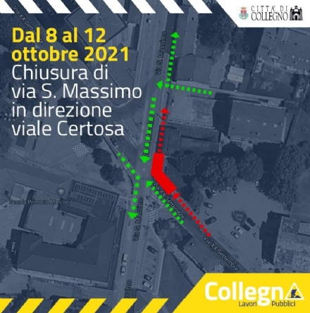 COLLEGNO - Lavori Italgas: chiusa via San Massimo in direzione di viale Certosa per quattro giorni