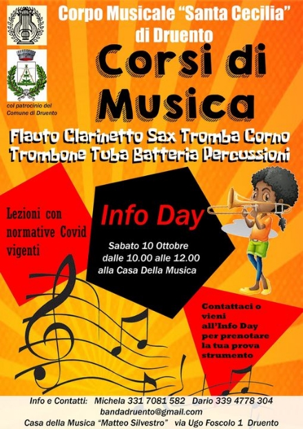 DRUENTO - Sabato la presentazione dei corsi musicali 2020-2021 del «Santa Cecilia»