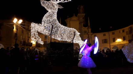 VENARIA - Il grande cervo in piazza Annunziata è stato illuminato: il Natale è iniziato in città