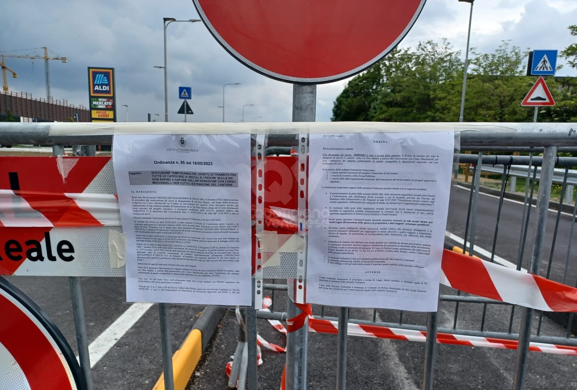 VENARIA - Variante 15, chiusa al traffico una parte di via Don Sapino