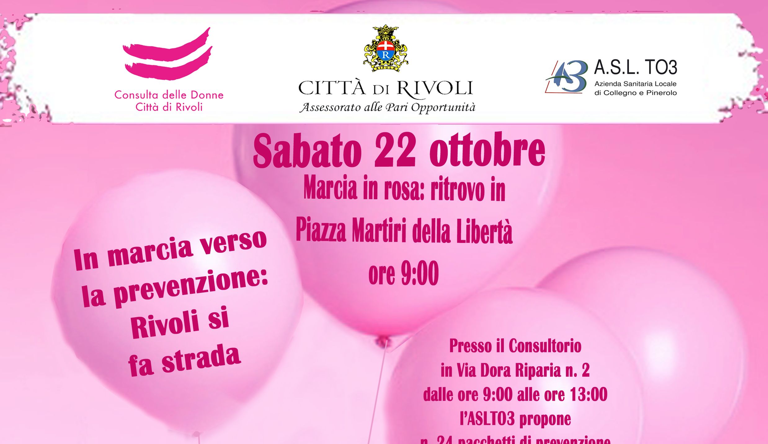 RIVOLI - In marcia verso la prevenzione: Rivoli si fa strada: tre eventi per la prevenzione del tumore mammario