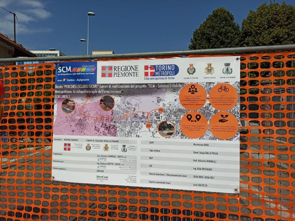 COLLEGNO - 7 km sicuri per i ciclisti: partiti i lavori del Servizio Ciclabile Metropolitano SCM1